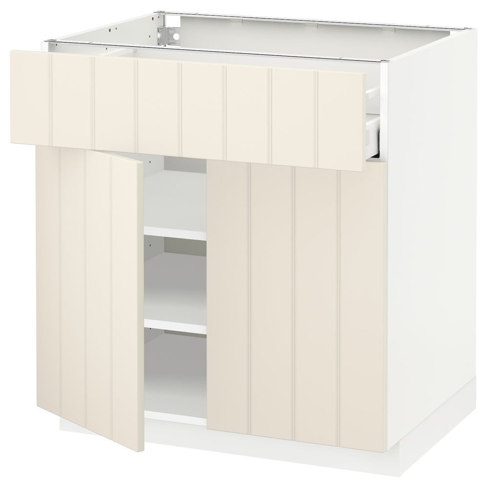 Напольный шкаф + ящик/2дверцы, белый/Хитарп белый с оттенком 80x60 см IKEA METOD МЕТОД / MAXIMERA МАКСИМЕРА 292.306.80 - схема-чертеж с размерами