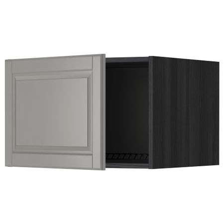 Верхний шкаф на холодильник, морозильник МЕТОД, черный, Будбин серый