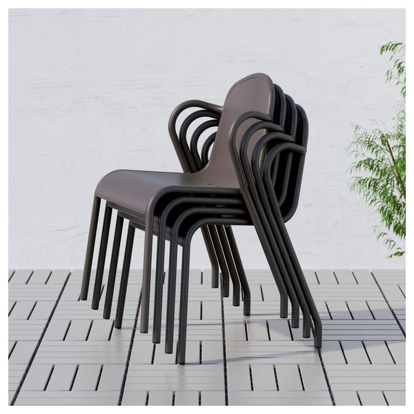 Садовый стул ТУНХОЛЬМЕН, темно-коричневый - схема-чертеж с размерами