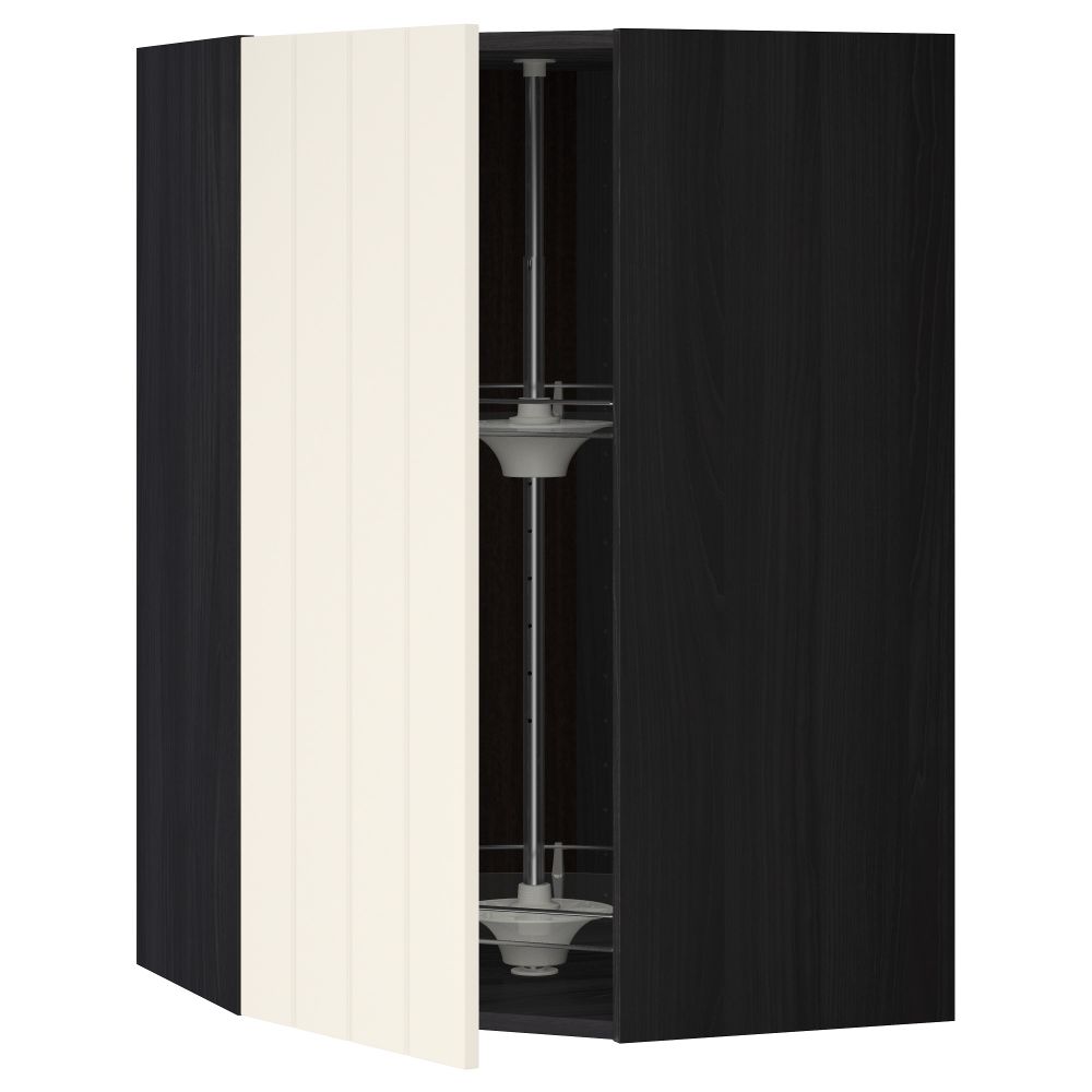 Угловой навесной шкаф с вращающейся секцией МЕТОД, черный, Хитарп белый с оттенком - схема-чертеж с размерами