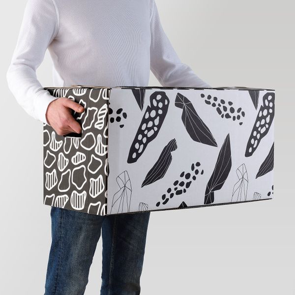 Упаковочная коробка, белый/черный, 66x33x35 см IKEA ОМБЮТЕ 104.466.42 - фото 2