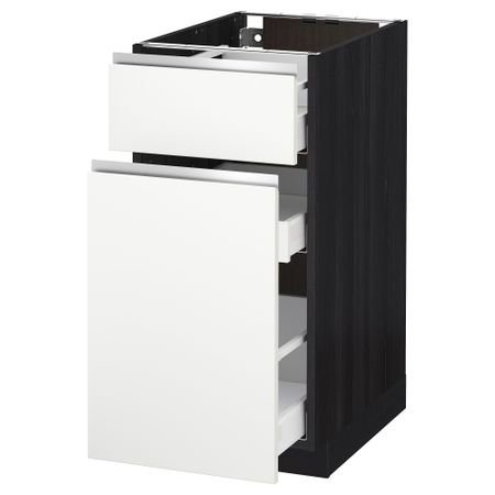 Напольный шкаф, выдвижной секцией, ящик МЕТОД / МАКСИМЕРА, черный, Нодста белый