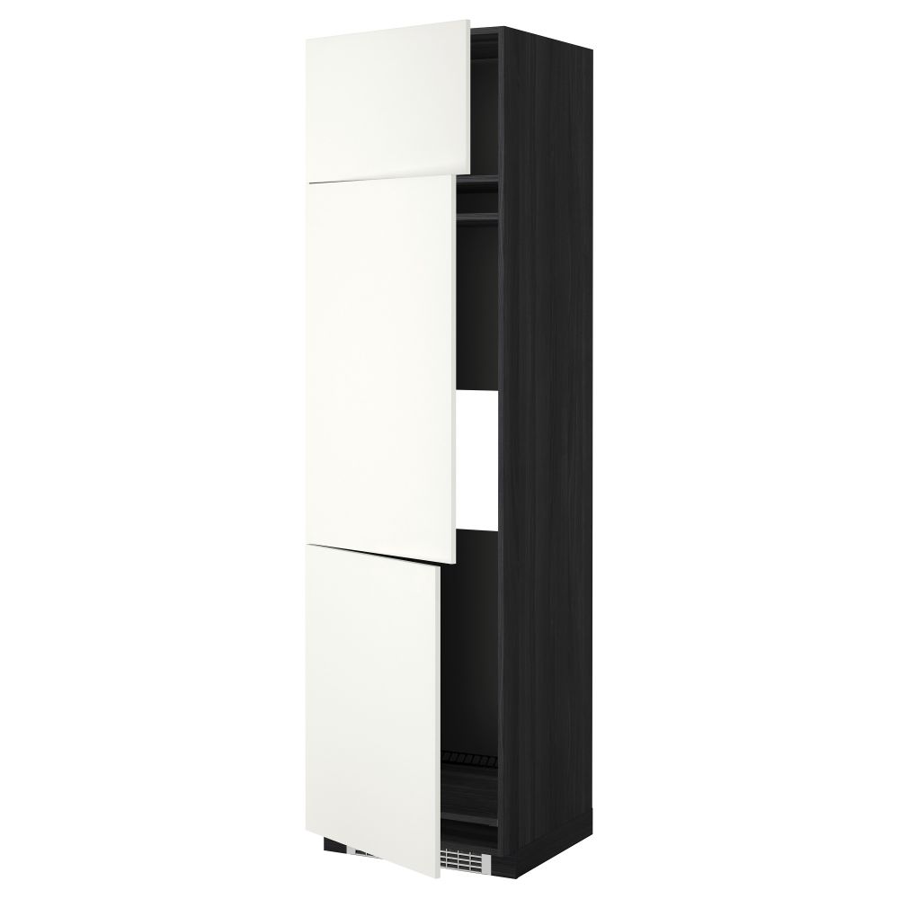 Высокий шкаф для холодильника или морозильника, с 3 дверями МЕТОД, черный, Хэггеби белый - схема-чертеж с размерами