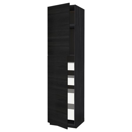 Высокий шкаф/2дверцы/4ящика, черный, Тингсрид черный 60x60x240 см IKEA МЕТОД / МАКСИМЕРА 393.726.12