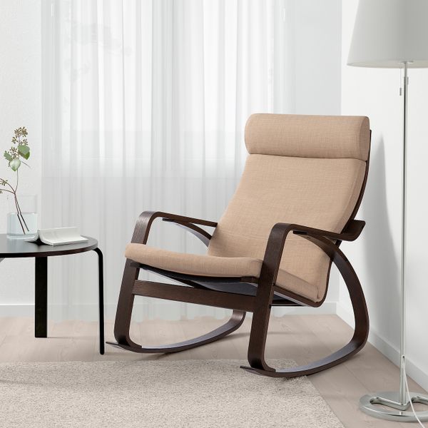 Кресло-качалка, коричневый/Шифтебу бежевый IKEA POÄNG ПОЭНГ 893.028.29 - фото 2