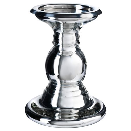Подсвечник для формовой свечи ШИММЕР, стекло, серебристый (17 см)
