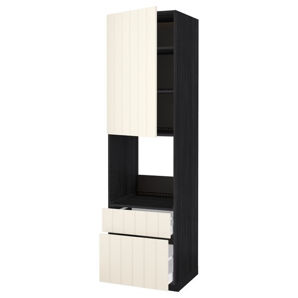 Высокий шкаф для духовки + дверь, 2 ящика МЕТОД / МАКСИМЕРА, черный, Хитарп белый с оттенком - схема-чертеж с размерами