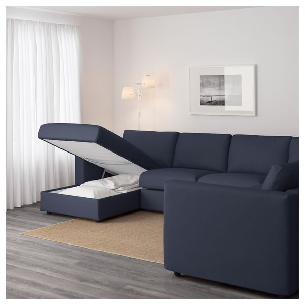5-местный угловой диван ВИМЛЕ, с козеткой, Оррста черно-синий - фото 3