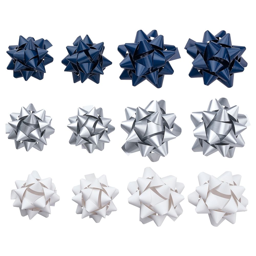 Бант для подарочной упаковки,12 шт., синий/серебристый-белый IKEA VINTER 2021 ВИНТЕР 2021 304.996.96 - схема-чертеж с размерами