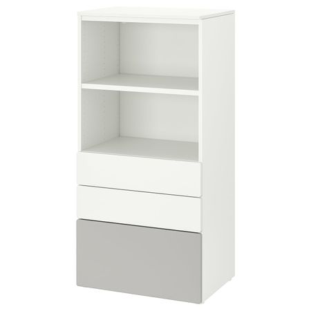Стеллаж, белый серый/с 3 ящиками 60x42x123 см IKEA SMÅSTAD СМОСТАД / OPPHUS ОПХУС 394.205.28