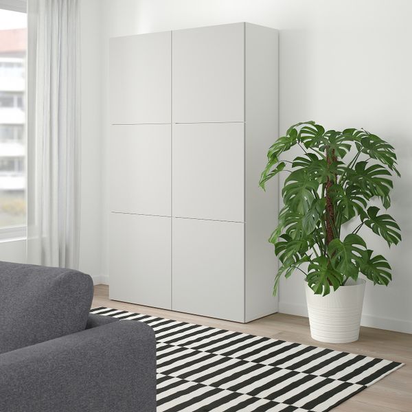 Комбинация для хранения с дверцами, белый/Лаппвикен светло-серый 120x40x192 см IKEA БЕСТО 392.471.52 - фото 2