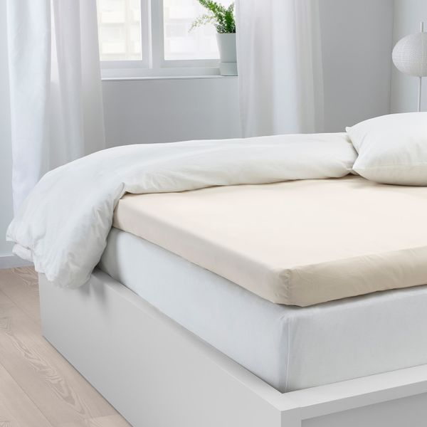 Натяжная простыня для тонкого матраса, светло-бежевый 160x200 см IKEA СЁМНТУТА 204.127.31 - схема-чертеж с размерами