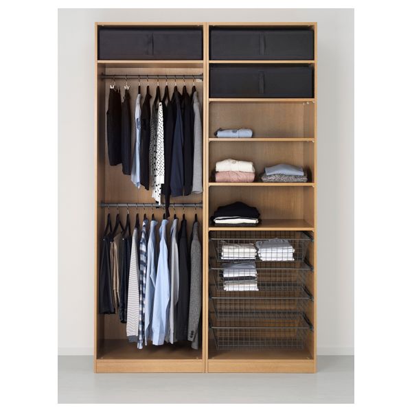 Гардероб ПАКС, под дуб, Ильсенг дубовый шпон (150x66x236 см) - схема-чертеж с размерами