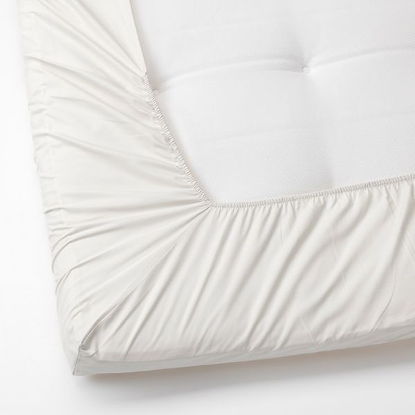 Натяжная простыня для тонкого матраса, белый 140x200 см IKEA СЁМНТУТА 704.127.43 - фото 3