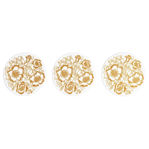 Украшение подвесное, белый/орнамент «рождественская роза» золотой 7 см IKEA VINTER 2020 ВИНТЕР 2020 004.757.48 - фото 1