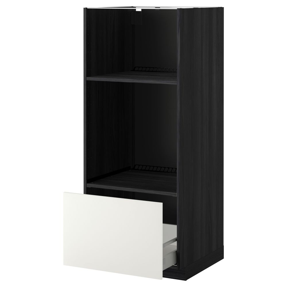 Высокий шкаф с ящиком для духовки/СВЧ МЕТОД / МАКСИМЕРА, черный, Хэггеби белый (60x60x140 см) - схема-чертеж с размерами