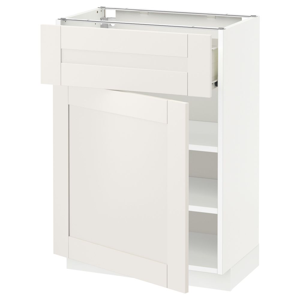 Напольный шкаф с ящиком, дверью МЕТОД / ФОРВАРА, белый, Сэведаль белый - схема-чертеж с размерами