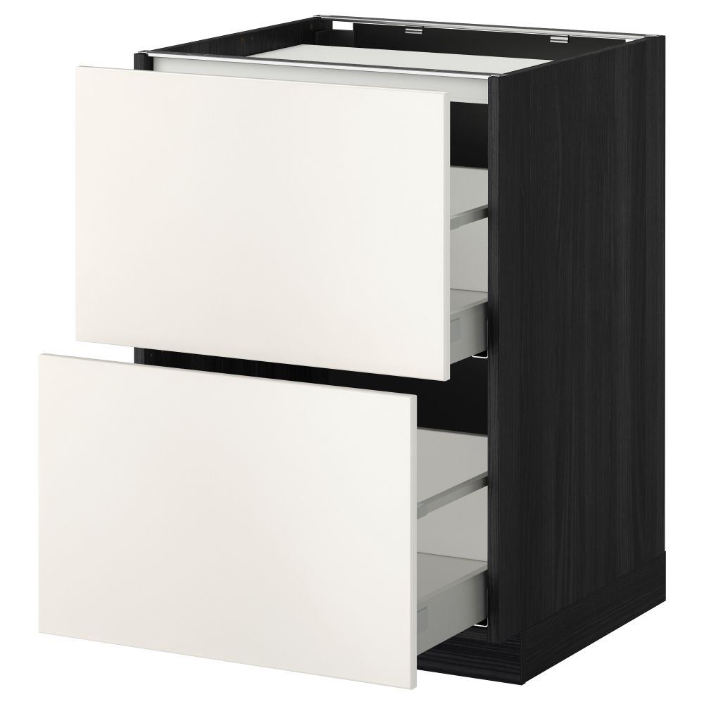 Напольный шкаф, 2 фронтальных панели, 3 ящика МЕТОД / МАКСИМЕРА, черный, Веддинге серый - фото 1