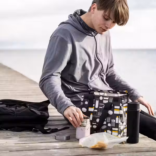 FLADDRIG ФЛАДДРИГ Сумка д/завтраков - с рисунком серый 25x16x27 см - фото 5