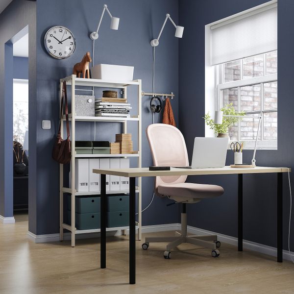 Письменный стол, береза/черный 140x60 см IKEA MÅLSKYTT МОЛСКЮТТ / ADILS АДИЛЬС 294.177.53 - схема-чертеж с размерами