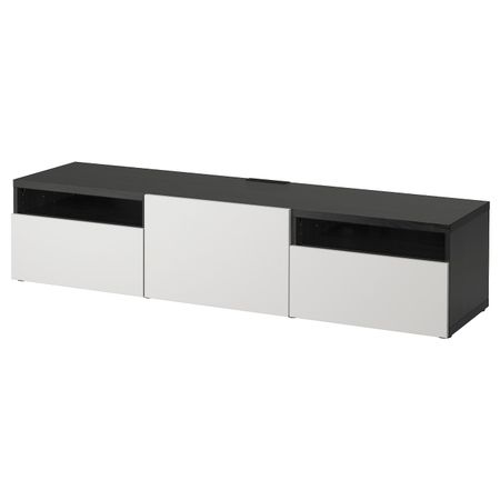 Тумба под ТВ, черно-коричневый/Лаппвикен светло-серый 180x42x39 см IKEA БЕСТО 893.284.24