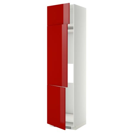 Высокий шкаф для холодильника или морозильника, с 3 дверями МЕТОД, белый, Рингульт красный
