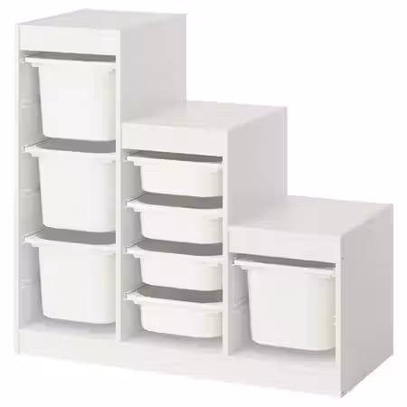 TROFAST Комбинация д/хранения+контейнеры - белый/белый 99x44x94 см