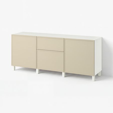 BESTÅ Комбинация для хранения с ящиками - Krukmakare бежевый/Stubbarp белый 180x42x74 см