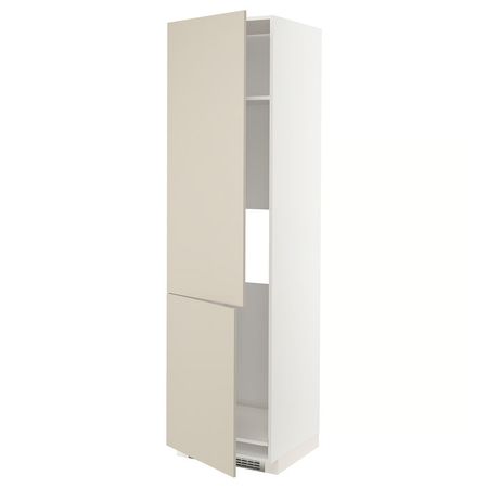 METOD Высокий шкаф д/холод/мороз/2дверцы - белый/Havstorp бежевый 60x60x220 см