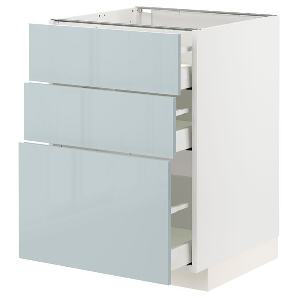 Напольный шкаф с 3 ящиками, 60x60 см, белый, Kallarp серо-синий светлый IKEA METOD МЕТОД, MAXIMERA МАКСИМЕРА 794.796.11 - фото 2