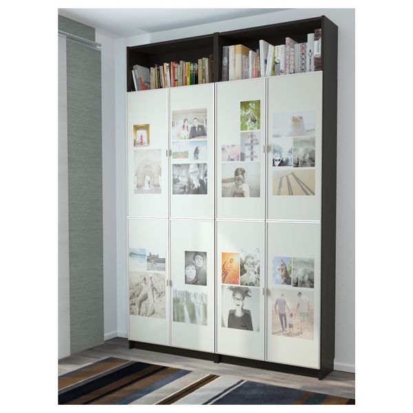 Стеллаж БИЛЛИ / МОРЛИДЕН, черно-коричневый (160x237x28 см) - схема-чертеж с размерами