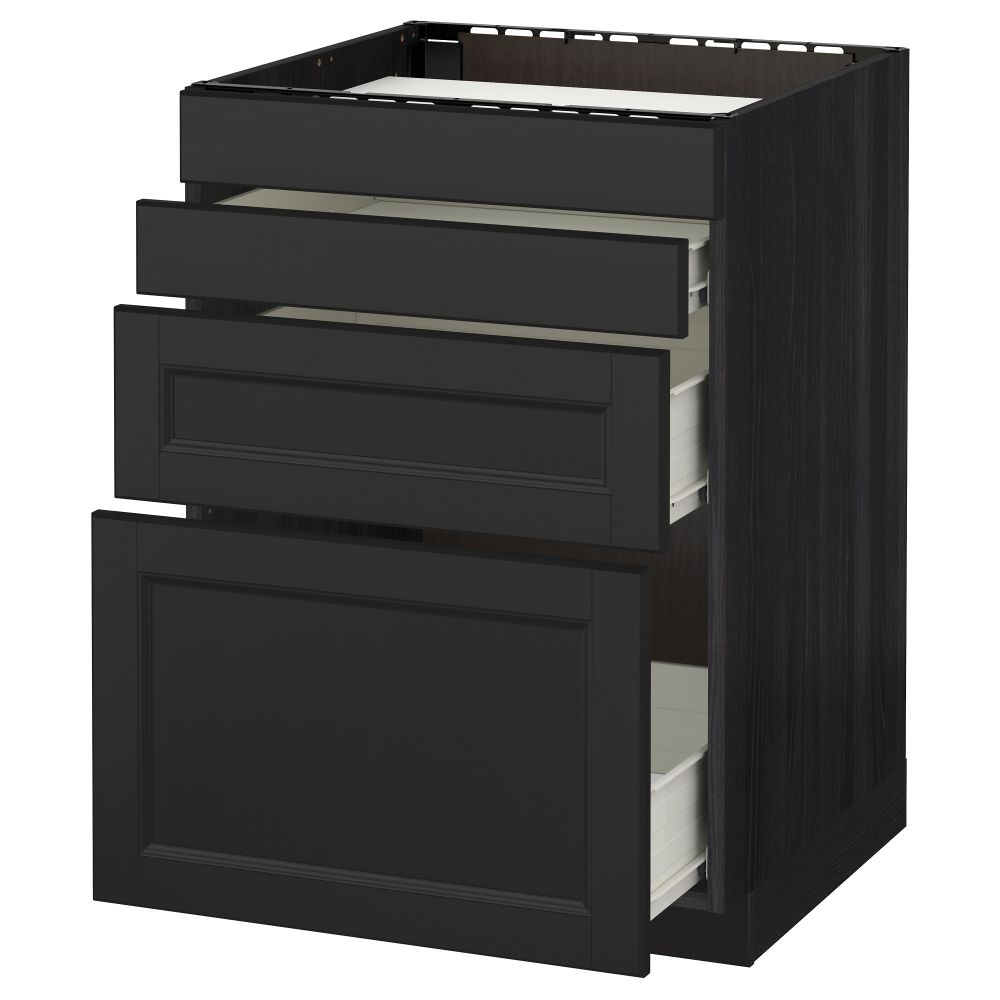 Напольный шкаф для духовки, 4фасада, 3 ящика МЕТОД / ФОРВАРА, черный, Лаксарби черно-коричневый - схема-чертеж с размерами