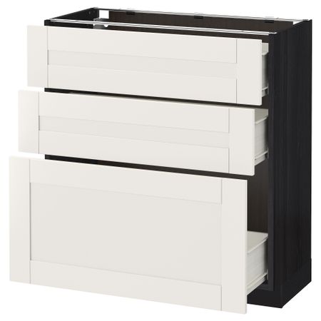 Напольный шкаф с 3 ящиками МЕТОД / ФОРВАРА, черный, Сэведаль белый