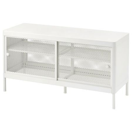 MACKAPÄR Скамья с отделен/раздвижные дверцы - белый 100x37x52 см