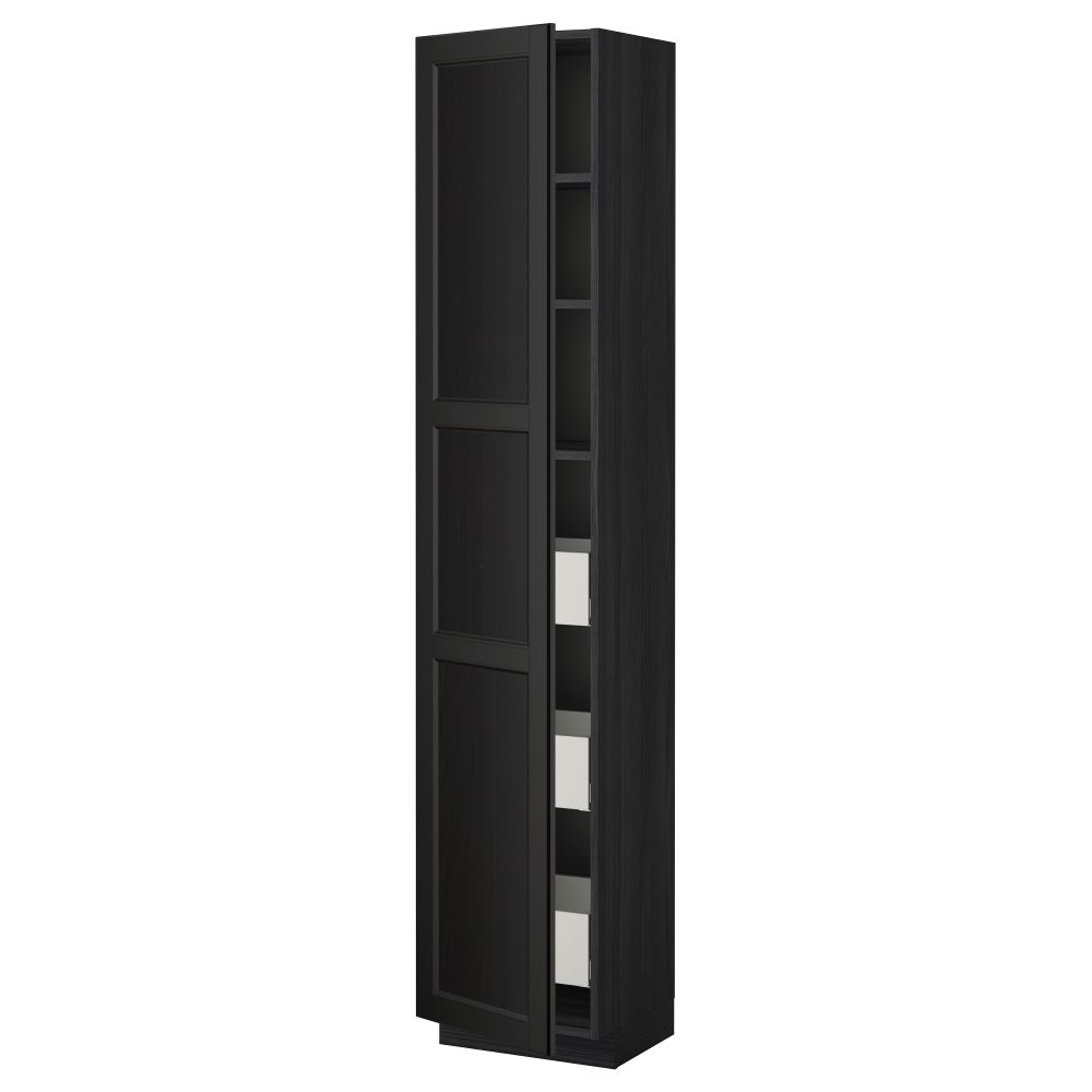 Высокий шкаф с ящиками МЕТОД / МАКСИМЕРА, черный, Лаксарби черно-коричневый - фото 1