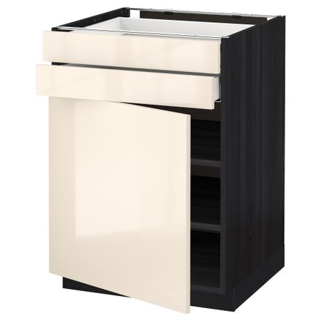 Напольный шкаф с дверцей, 2 ящиками МЕТОД / МАКСИМЕРА, черный, Рингульт кремовый