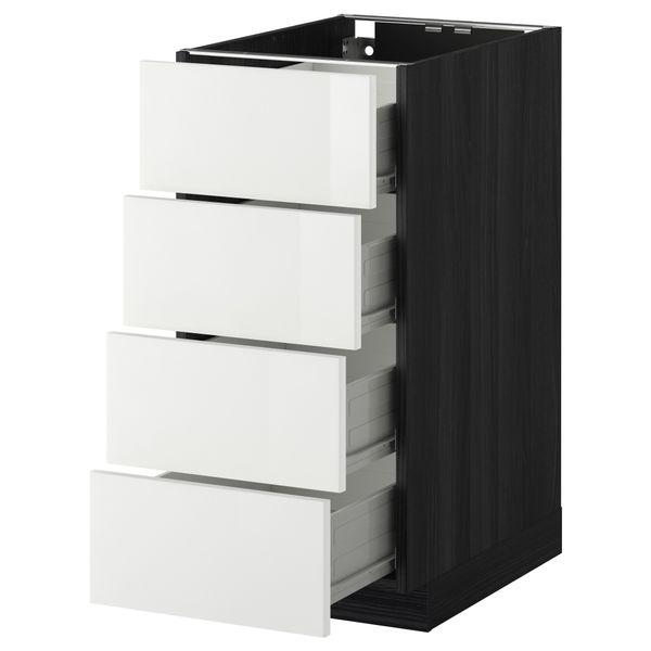 Напольный шкаф 4 фронтальных панели, 4 ящика МЕТОД / ФОРВАРА, черный, Рингульт белый - схема-чертеж с размерами