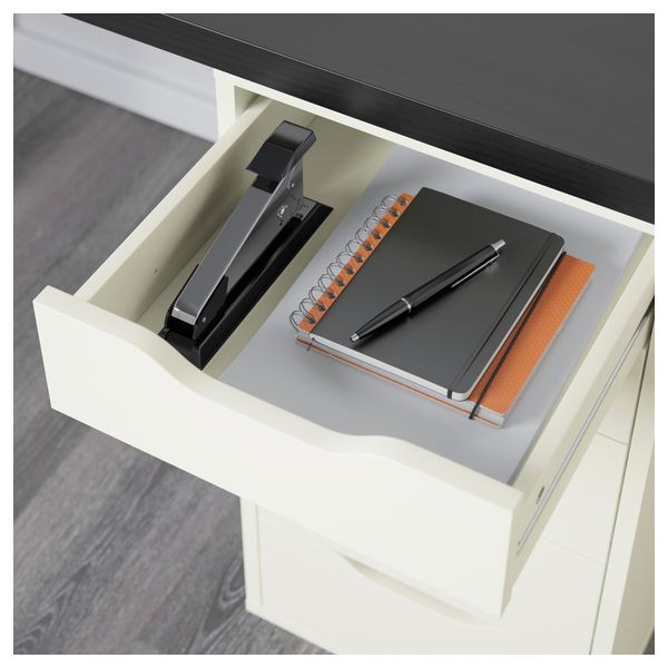 Стол ЛИННМОН / АЛЕКС, черно-коричневый, белый (120x60 см) - схема-чертеж с размерами