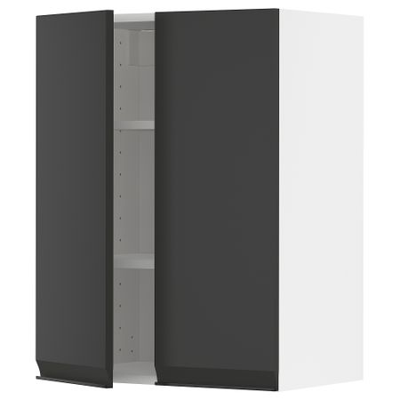 Навесной шкаф с полками, 2 дверцы, белый, Upplöv матовый антрацит, 60x80 см IKEA METOD МЕТОД 594.932.79