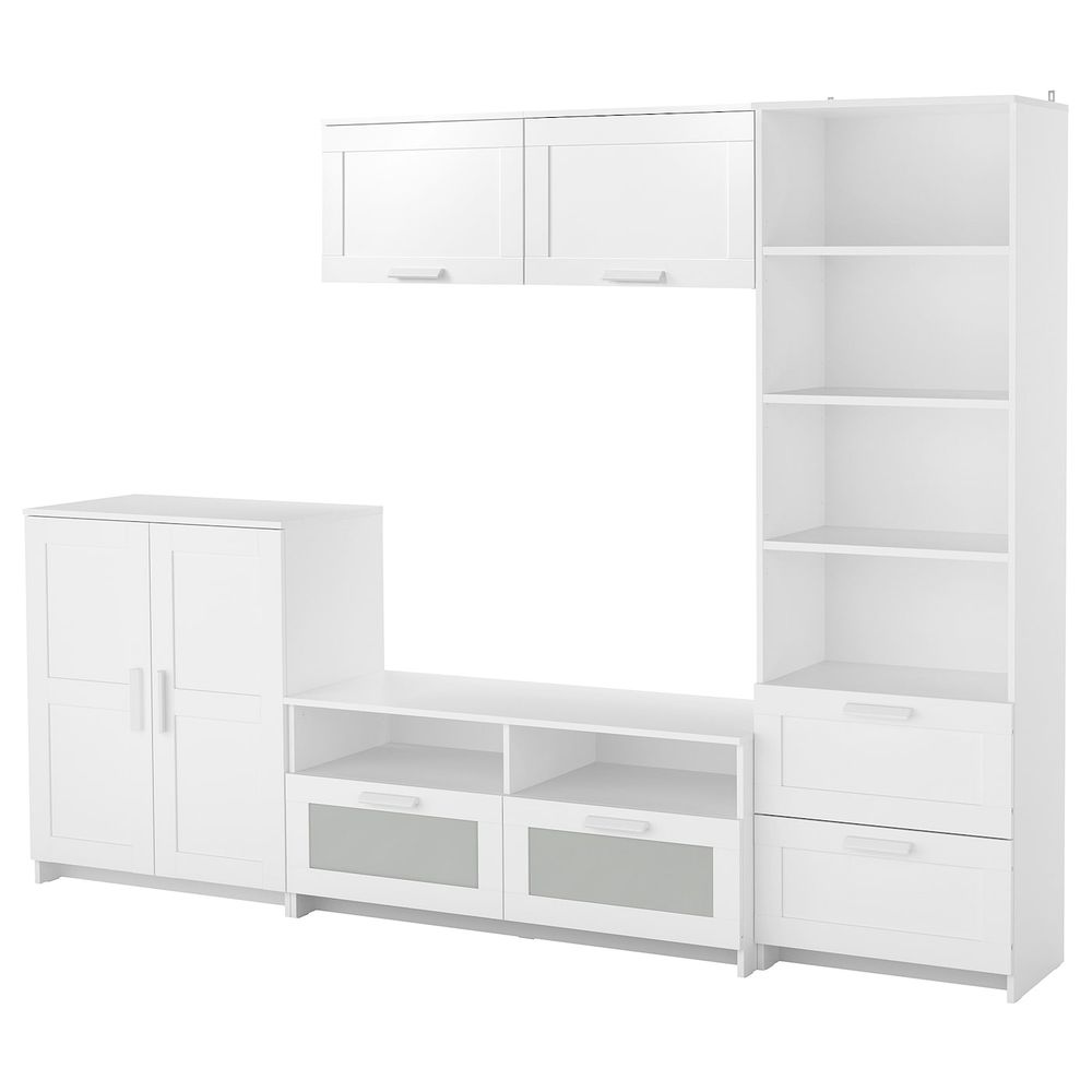 Шкаф для ТВ, комбинация, белый 258x41x190 см IKEA BRIMNES БРИМНЭС 593.966.50 - фото 1