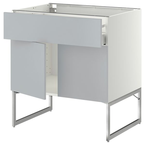 Напольный шкаф, полки, ящик, 2 двери МЕТОД / МАКСИМЕРА, белый, Веддинге серый - схема-чертеж с размерами