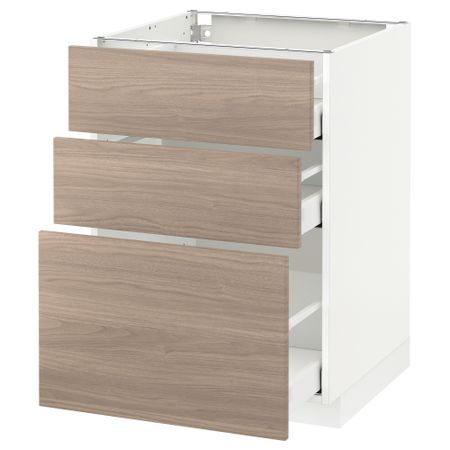 Напольный шкаф с 3 ящиками МЕТОД / МАКСИМЕРА, белый, Брокхульт светло-серый