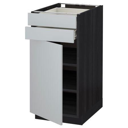 Напольный шкаф с дверцей, 2 ящиками МЕТОД / ФОРВАРА, черный, Веддинге серый