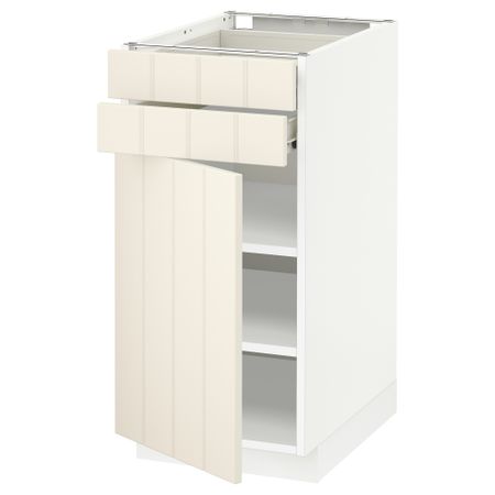 Напольный шкаф с дверцей, 2 ящиками МЕТОД / ФОРВАРА, белый, Хитарп белый с оттенком