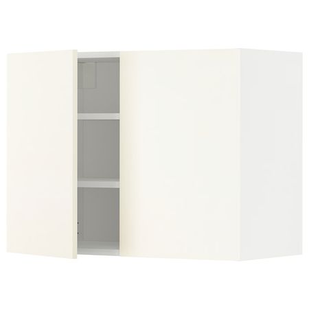 METOD Навесной шкаф с полками/2дверцы - белый/Vallstena белый 80x60 см