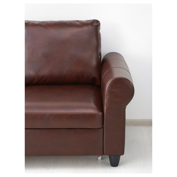 Диван-кровать с козеткой ФИКСХУЛЬТ, Раггиг темно-коричневый, под мрамор - фото 6