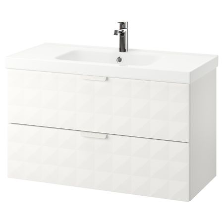 Шкаф для раковины с 2 ящиками ГОДМОРГОН / ОДЕНСВИК, Решён белый (103x49x64 см)