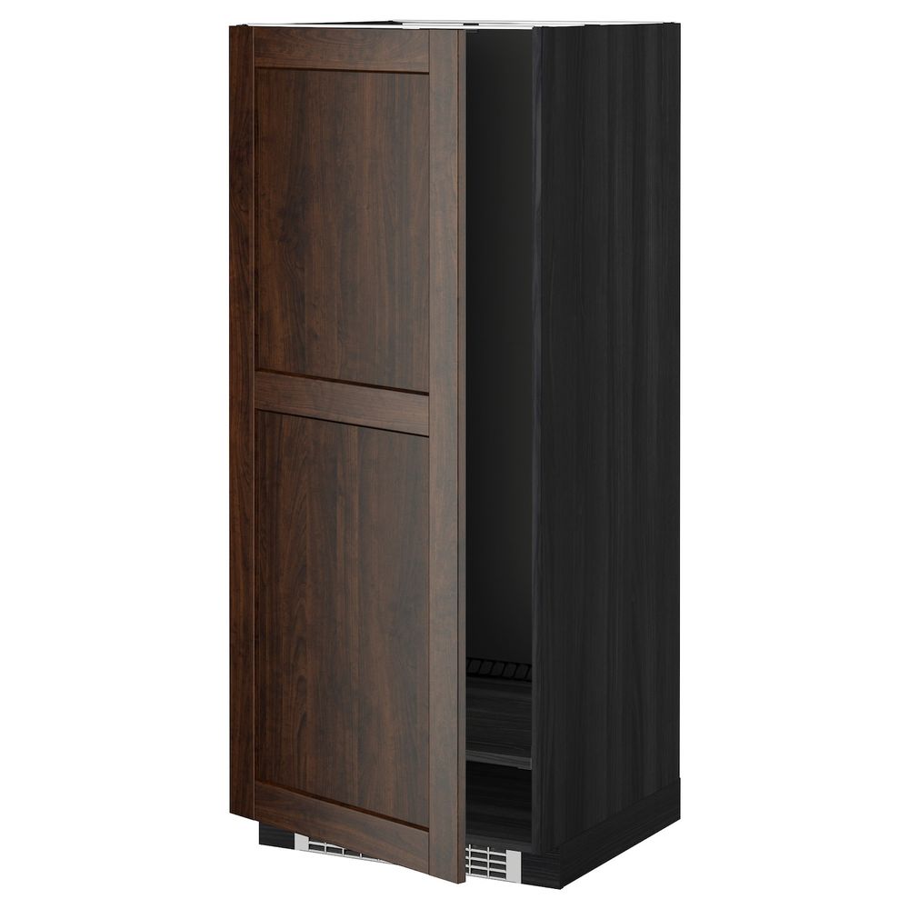 Высокий шкаф для холодильник/мороз, черный/Эдсерум коричневый 60x60x140 см IKEA МЕТОД 392.265.93 - фото 1