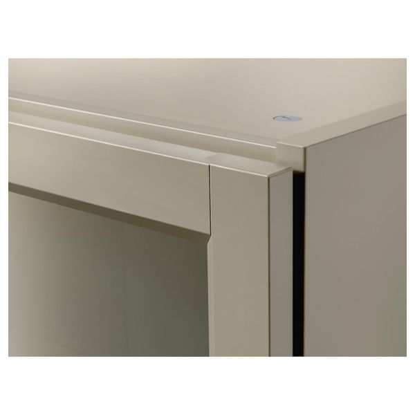 Шкаф книжный со стеклянными дверьми, бежевый, 80x30x202 см IKEA БИЛЛИ 803.842.21 - фото 2