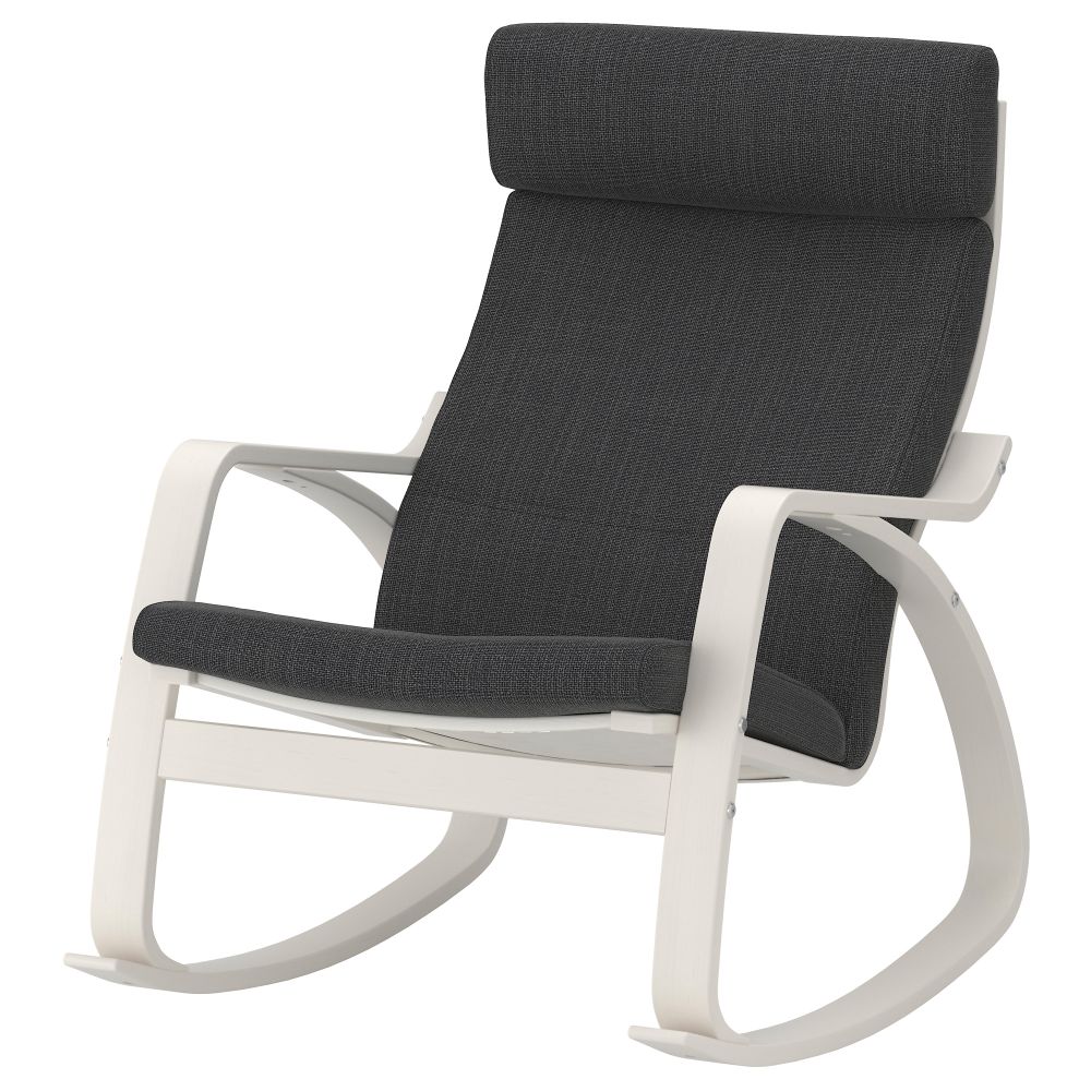 Кресло-качалка ПОЭНГ, белый, Хилларед антрацит - фото 1
